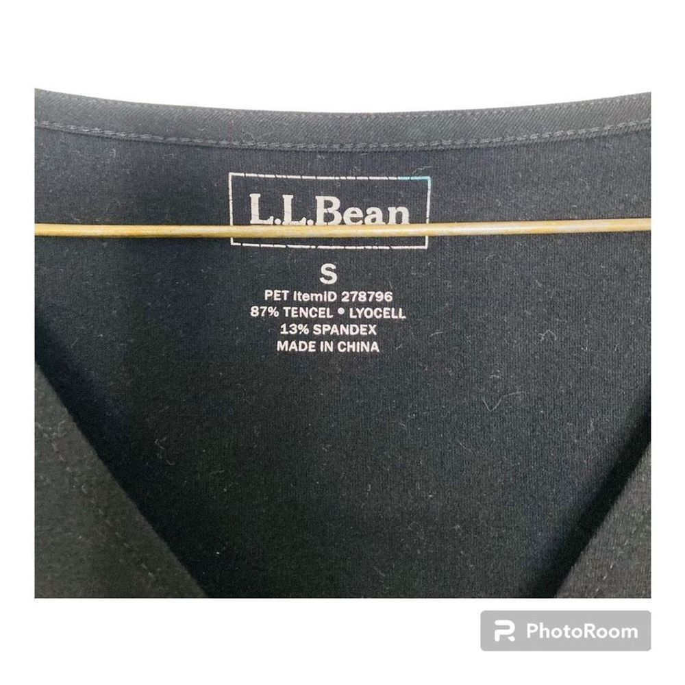 L. L. Bean Faux Wrap Knit Dress Long Sleeves Knee Length Black Womens Small - Picture 4 of 4